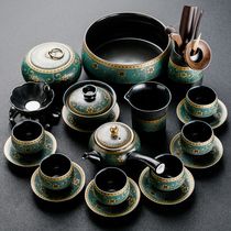 Qin Yi household old section mud ceramic retro kung fu tea set set whole office black pottery teapot Cup