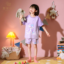 Girls  pajamas Pure cotton short-sleeved summer thin girls middle and large childrens summer cute super cute childrens home clothes set