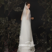 Jane Qi companion star 2021 new wedding wedding dress long super fairy Moren line Pearl bride headgear headgear yarn