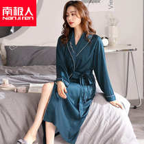 Sleeping Robe Womens Spring Autumn Season Ice Silk Sleepwear Senior Sensation Emulation Silk Summer Thin sexy morning gown 2022 New