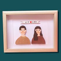 Stone sculpture handmade custom clay doll soft pottery photo frame boyfriend girlfriend birthday couple anniversary gift