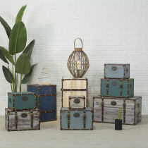 Retro solid wood storage box old wooden box with lock wooden box window decoration box antique box collection original wooden box