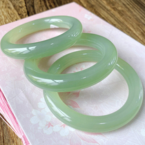 Hetian jade bracelet Qinghai material eyes water color ice species wide version round lotus root powder ash purple powder White jade Jasper bracelet