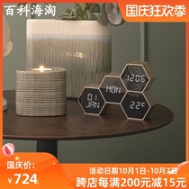 Dutch KARLSSON station clock honeycomb creative multifunctional alarm clock wall clock Nordic wind study bedroom electronic clock