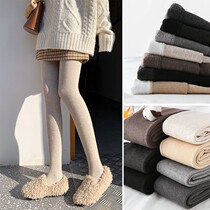 Threaded plus velvet leggings Womens Spring and Autumn wear 2021 new high waist trousers thick foot warm pants cotton pantyhose