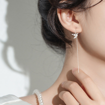 Pure silver Thousand Paper Cranes Soar Thread Woman 2021 New wave Small crowdsourced design Sensation Earrings Long autumn and winter ear decoration