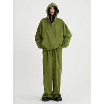 THELIGHT Autumn New oversize loose lazy wind hooded sweater sweater suit women green casual sports
