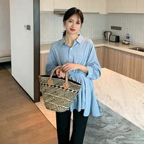 Touch Misspregnant woman dress spring pure color frescoed turtfold shirt with a long casual shirt in the folds of the lining