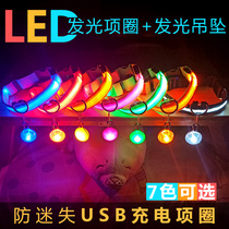 Pet night dog luminous collar usb rechargeable Teddy golden retriever large small and medium dog luminous neck collar collar
