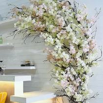 Simulation of Cherry Tree plastic rattan wedding air conditioning tube decoration shielding wall scene layout indoor living room fake flower Rattan