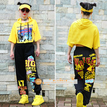 Autumn and winter new square trolling dance Jazz hip-hop dance competition performance suit exaggerated printed casual sweatpants