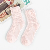 Spring and summer thin maternity cotton moon socks Solid color mid-tube loose maternity socks loose cute pile socks women