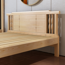 New thickened full solid wood soft package single double 1 5 meters 1 8 meters rent room modern new Chinese style simple master bedroom wedding bed