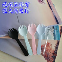 Disposable plastic fork spoon individually packed ice cream spoon potted dessert spoon mousse fruit fork cake spoon
