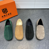 Mens shoes winter 2021 new trend leather soft sole bread shoes a pedal cotton shoes Joker mens casual shoes