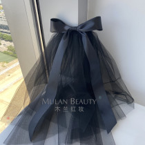 Retro Gothic black bow veil Halloween cos photo photo bride minimalist Mori head accessories