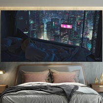 Cyberpunk Wall cloth hanging cloth ins background cloth bedside decoration live background wall bedroom dormitory wall canvas