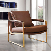 Stainless steel leisure luxury light simple opposite sex single chair Soft bag Italian sofa Balcony Metal creative drink bar Cafe