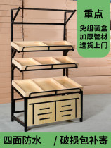 Supermarket fruit shelf display rack multifunctional fruit shelf vegetable shelf steel wood frame fruit shop wooden