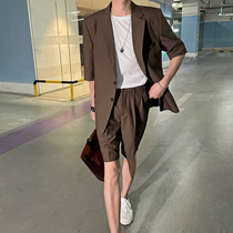 Korean version of the trend yuppie short sleeve suit casual small suit men summer handsome light loose seven-point sleeve jacket