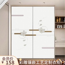 Simple large wardrobe door sliding door custom network red shift door custom wardrobe sliding door Solid wood cabinet door Tempered glass door