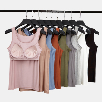 Large size external wear summer thin modal long vest inside with one bra sweat-absorbing bra with chest pad to prevent light
