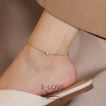 South Korea ins tide net red cold wind retro fashion new K gold simple single diamond anklet female niche design sense