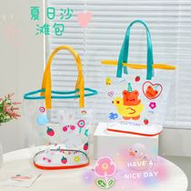 GO TO SLEEP Transparent hand bag Girl beach bag Portable swimming storage bag Jelly bag Handbag