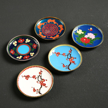 Chuanyi kiln cloisonne tea cup mat metal alloy tea cup holder heat insulation pad pot bearing small tea mat tea set tea ceremony accessories
