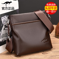 Headlayer Bull Leather Mens Bag Genuine Leather Skew Satchel single shoulder bag Mens bag Mens bag Middle-aged Dad Bag Mens Backpack