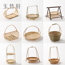 Handmade bamboo basket creative home storage basket fruit basket hotel multi-layer small bamboo basket round small basket