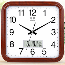 Platinum morning square wall clock Living room bedroom clock Mute simple calendar clock Large fashion perpetual calendar Quartz clock