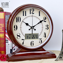 Platinum Morning European retro table clock Pastoral living room watch creative table Bedside clock Bedroom silent table clock Quartz clock
