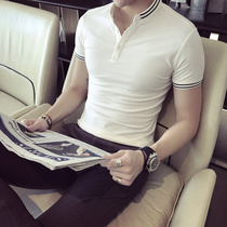 White short-sleeved T-shirt mens summer mens Korean version of the trend slim POLO shirt mens casual handsome top half sleeve