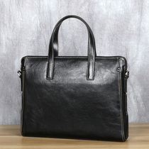 Handmade leather handmade mens bag vintage first layer cowhide 14 inch computer bag casual shoulder shoulder bag briefcase New