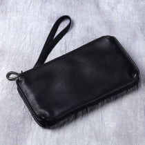 Casual leather clutch mens handbag large capacity retro first layer cowhide long wallet soft leather zipper mobile phone bag