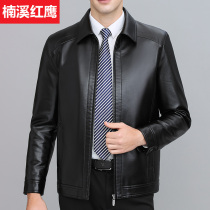 Nanxi red eagle autumn and winter elderly leather leather men thin lapel business casual leather jacket dad jacket