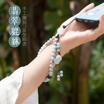 Chinese style short style personality retro high-end play ornaments womens bracelet pendant Shoushan stone anti-lost wrist lanyard
