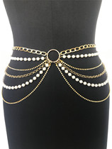 fb1793 Waist chain luxury heavy industry ring of pearl chain metal chain chain multilayer waist chain