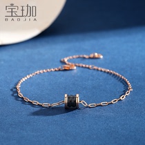 Black small waist sterling silver bracelet female summer design sense 2021 new Tanabata Valentines Day gift for girlfriend