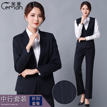 ZEXINCHINGRON Bank Banking Strip pants horse vest in walking suit ladies suit work clothing uniform