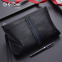 Kinley to mens hands with bag Large capacity Luxury hand bag Male genuine leather 2022 new bag Bull Leather Handbag