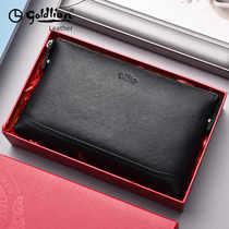 Kinley to mens bag 2022 new mens hand held bag genuine leather fashion head layer cow leather handbag large capacity hand grip bag