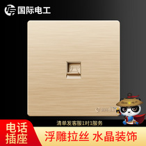 International Electrician 86 Type Switch Socket One Telephone Wall Telephone Line Voice Phone Mouth Home Panel Gold