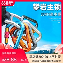 Anso outdoor d-type main lock rock climbing hook Automatic lock hook hook ring safety hook carabiner load-bearing safety buckle