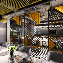 Corporate Office Dining Room Café Café Creative Partition Shelve Iron Art Green Planting Decorated Hotel Cassette Screen