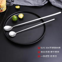 304 stainless steel long handle mixing spoon coffee spoon creative round spoon mixing stick honey spoon long mixing ice spoon
