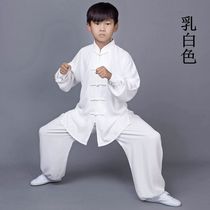 New spring and summer children's Taiji clothing cotton plus silk for men and women adult training clothing students long sleeve children's martial arts performance clothing