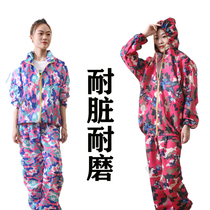 Womens overalls work clothes dust-proof clothing split with hood home spray paint rock wool loose breathable easy-to-clean protective clothing