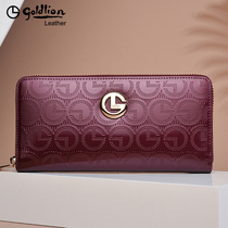 Jinlili handbag womens new leather long zipper wallet fashion cowhide glossy patent leather ladies handbag tide